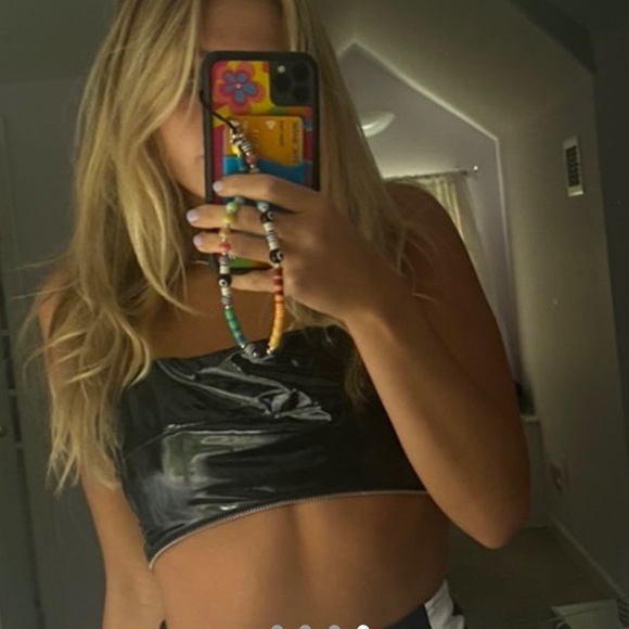 NWT I.AM.GIA black latex isla bustier top - Picture 5 of 6